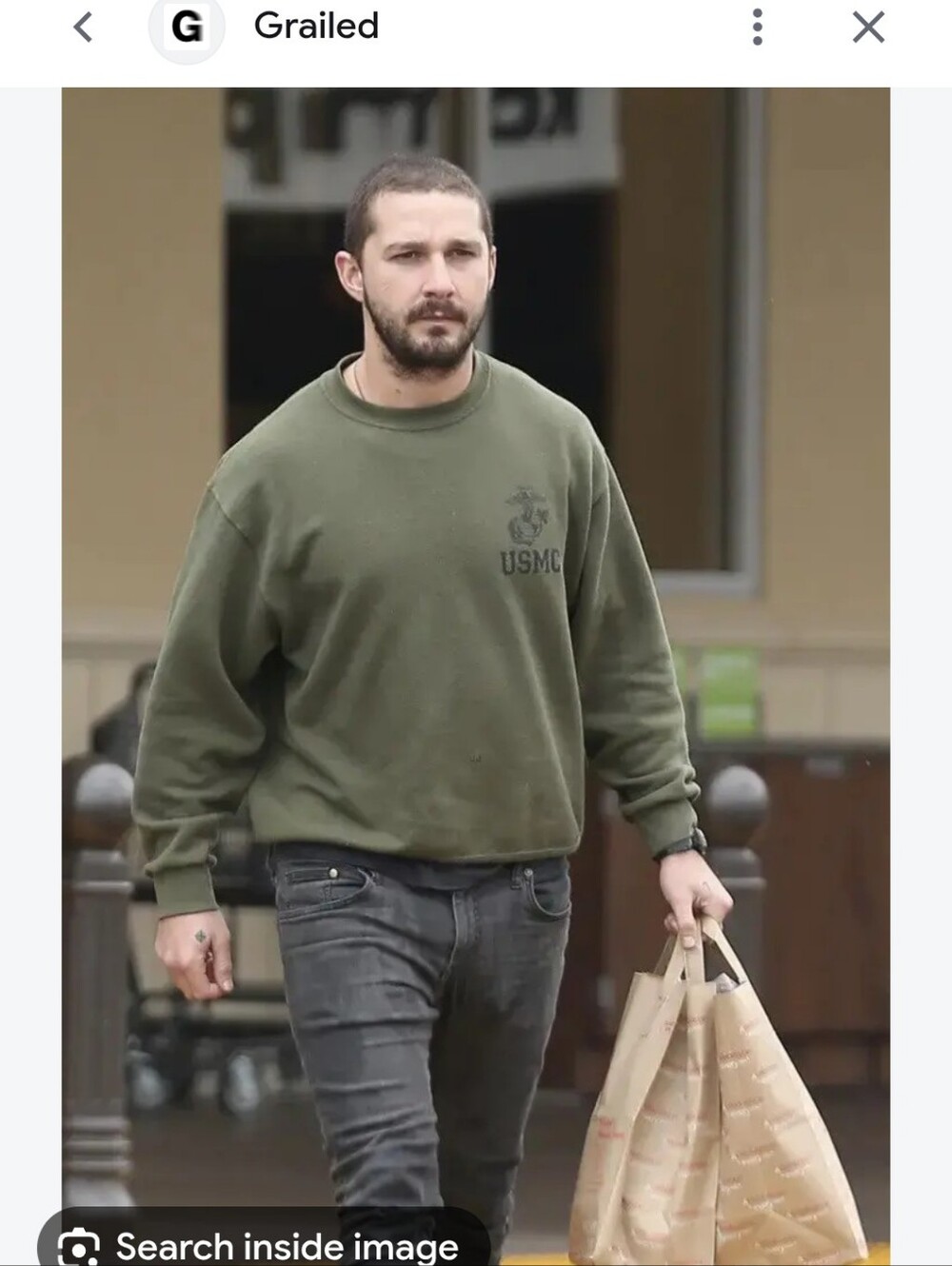 Source Unknown Olive Green USMC Crewneck Sweater